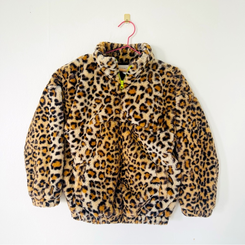Treasure & Bond Fuzzy Leopard Half-Zip